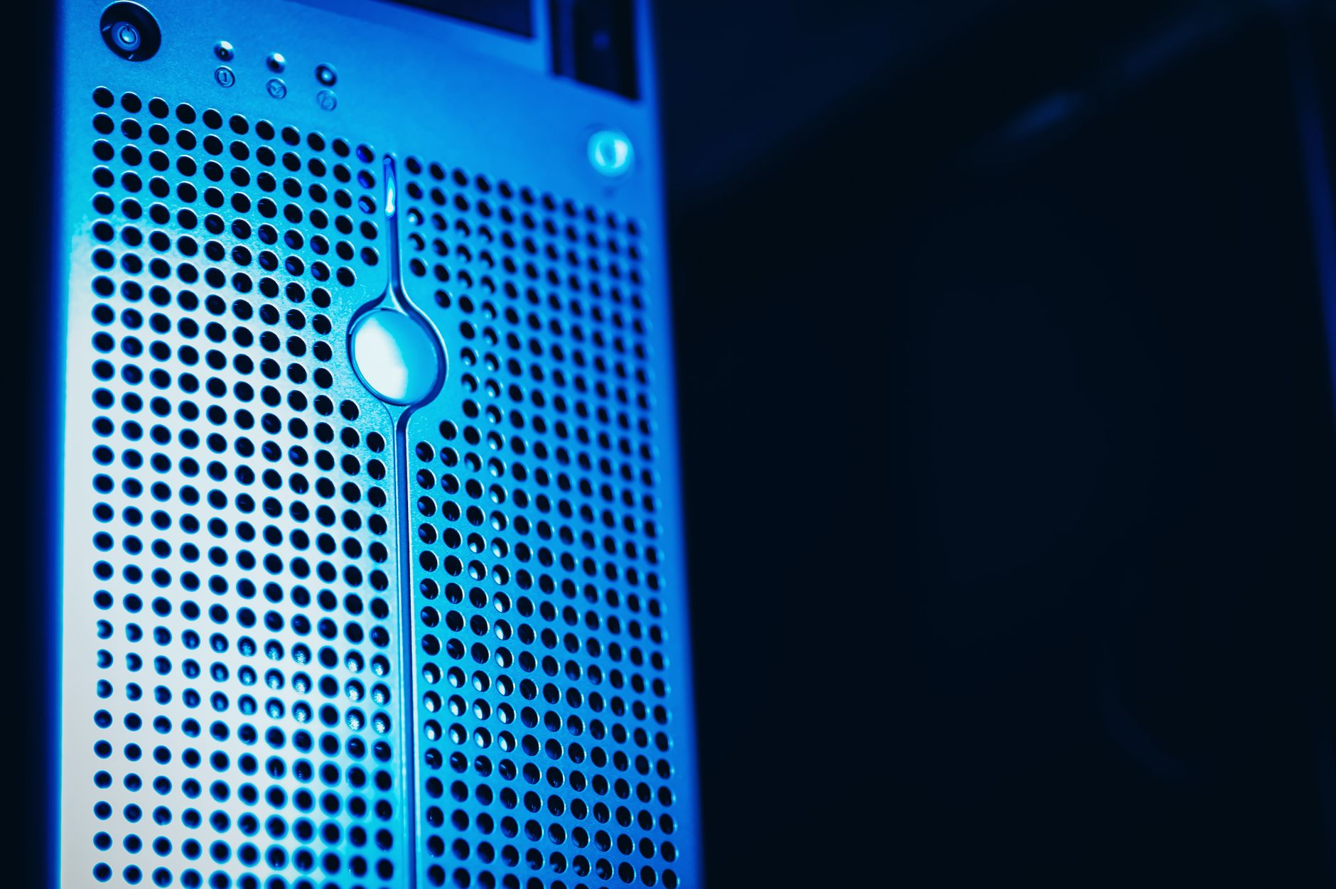 Digital server panel flashing with diagnostic lights in a security datacenter